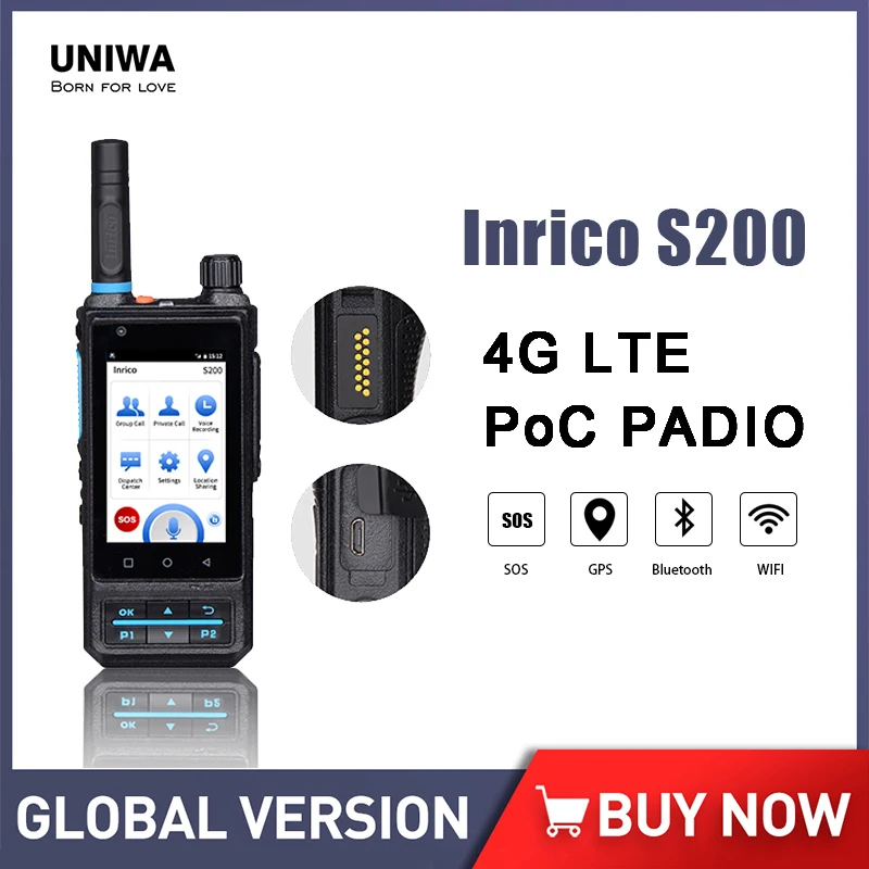 Uniwa Inrico S200 Walkie Talkie 3.1 Pollici 1Gb Ram + 8Gb Rom Cellulare 4G Lte 4000Mah Smartphone Android 7.0 Con Zello Real-Ptt