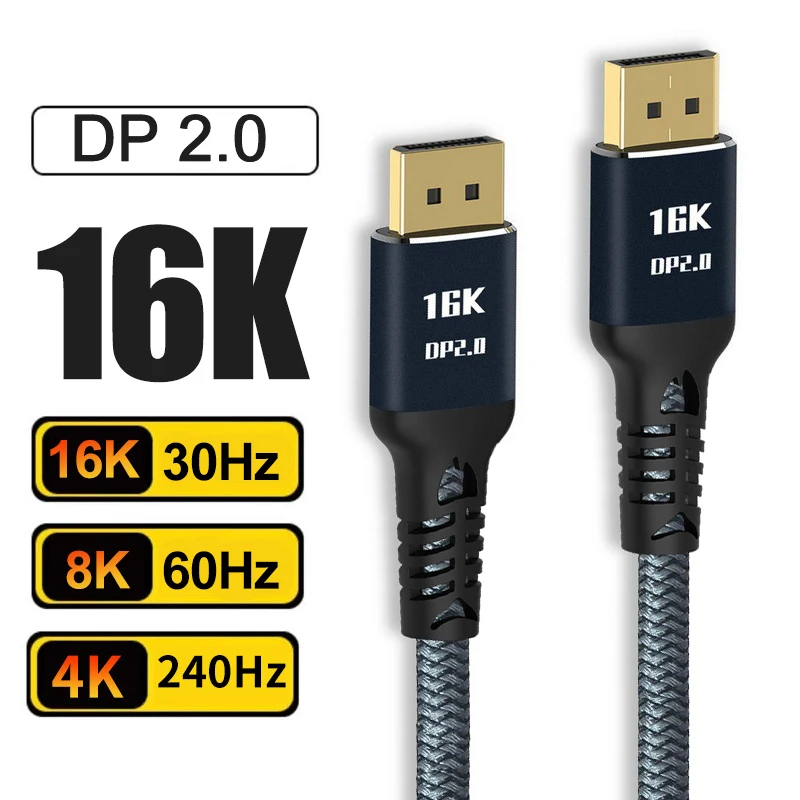 Cavo Displayport 2.0 16K 8K Dp 2.0 Dp Cavo Video/Monitor Dp A Dp 16K @ 30Hz 8K @ 120Hz 4K @ 240Hz Per Hdtv Box Monitor Da Gioco Gr