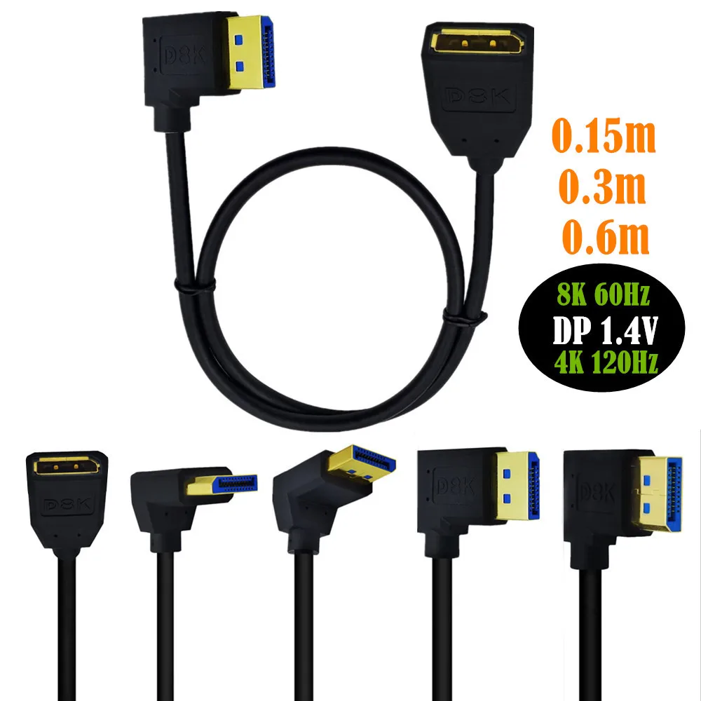 90 Gradi Angeld 8K 60Hz Dp Cavo Maschio A Femmina Display Port Extension Line Per Hdmi Laptop Projector Monitor Splitter Display