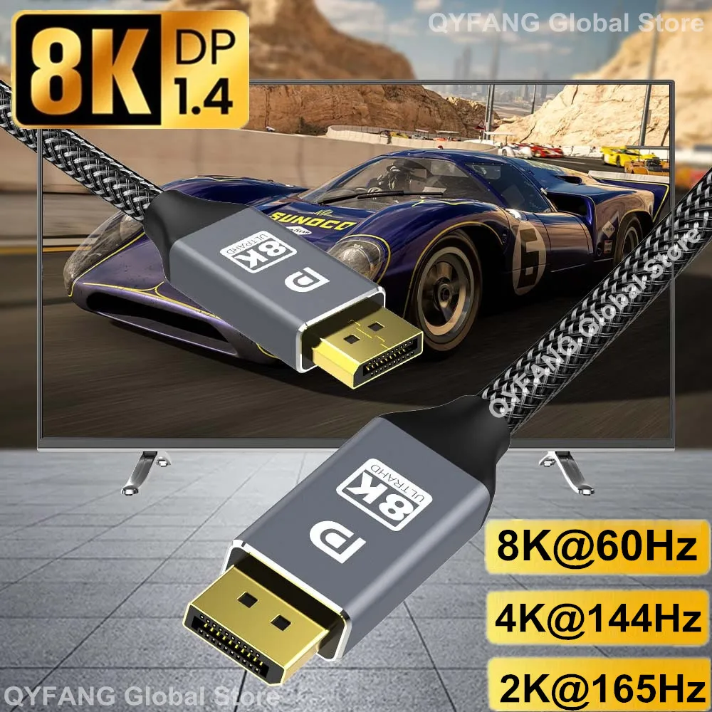Cavo Displayport 8K Cavo 144Hz Dp1.4 Porta Display 8K Cavo Da 1.4 A Dp 8K @ 60Hz 4K @ 144Hz Hdr Per Laptop Proiettore Monitor Dp