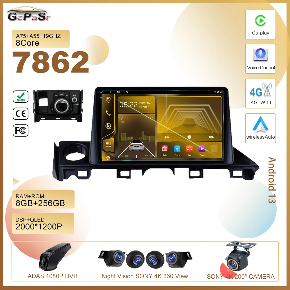Auto Android13 Per Mazda 6 Mazda6 Iii 3 Gj Gl Atz 2015 - 2019 Auto Radio Stereo Lettore Multimediale Navigazione Gps Wireless Carplay