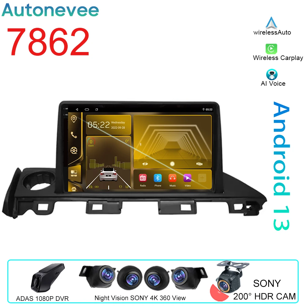 7862 Per Mazda 6 Mazda6 Iii 3 Gj Gl 2015 - 2018 Wifi Android Auto Autoradio Navigazione Gps Multimedia Stereo Carplay No 2Din Dvd