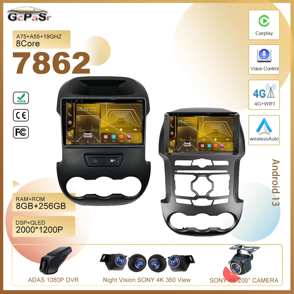7862 Android13 Per Ford Ranger 2011-2014 Per Ranger 3 2011 - 2015 Car Dvd Radio Stereo Multimedia Player Navigazione Gps Hdr Qled