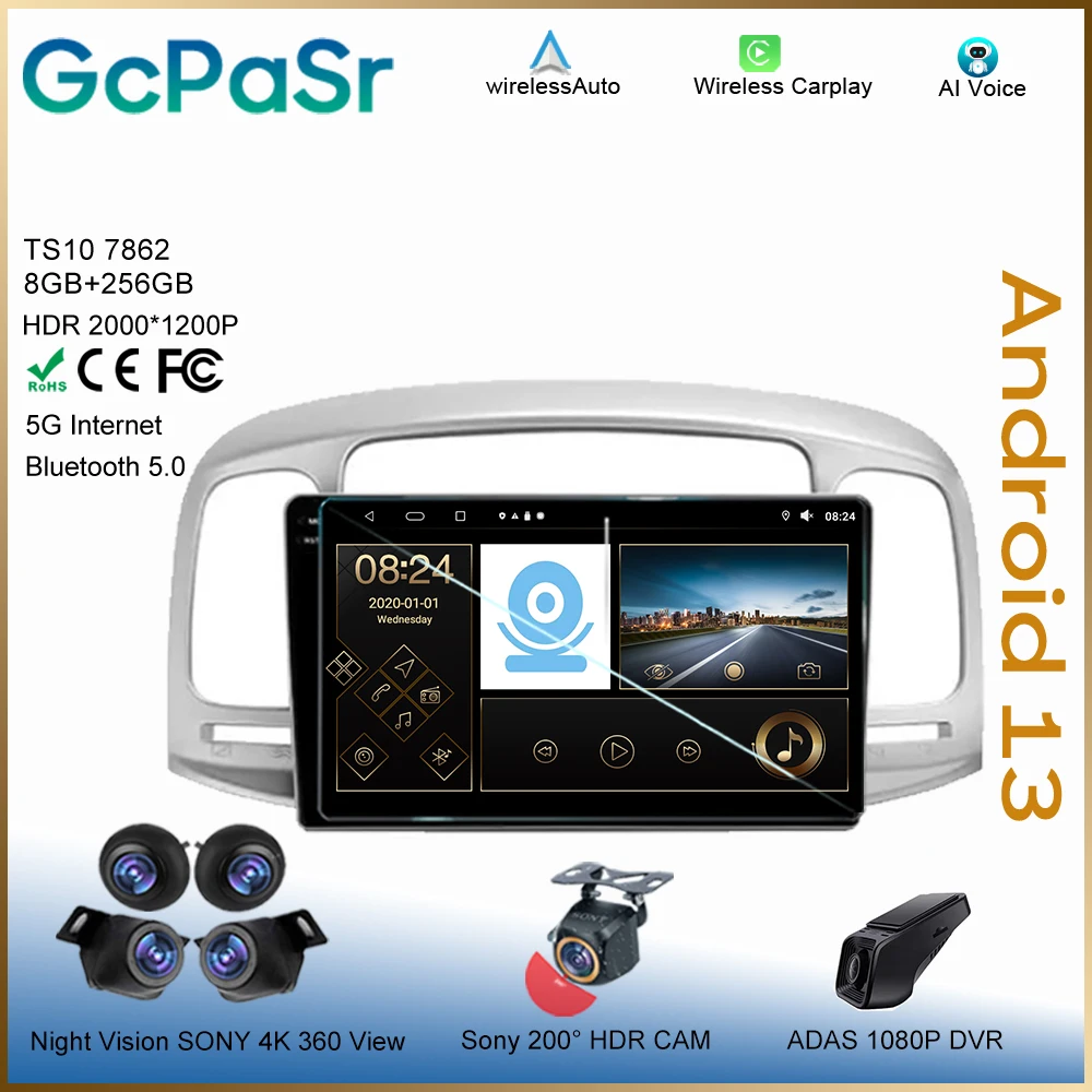 Carplay Android Per Hyundai Accent 3 2006 - 2011 Dvd Multimedia 7862 Stereo Radio Player Navigazione Auto Head Unit Touchscreen