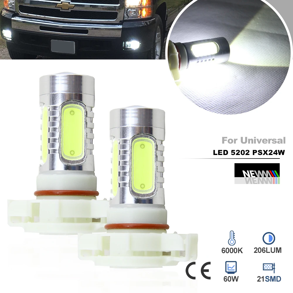 2 Pezzi Led 5202 H16 Psx24W Lampadine Per Fendinebbia O Luci Di Marcia Diurna Auto H16 Led Per Fendinebbia