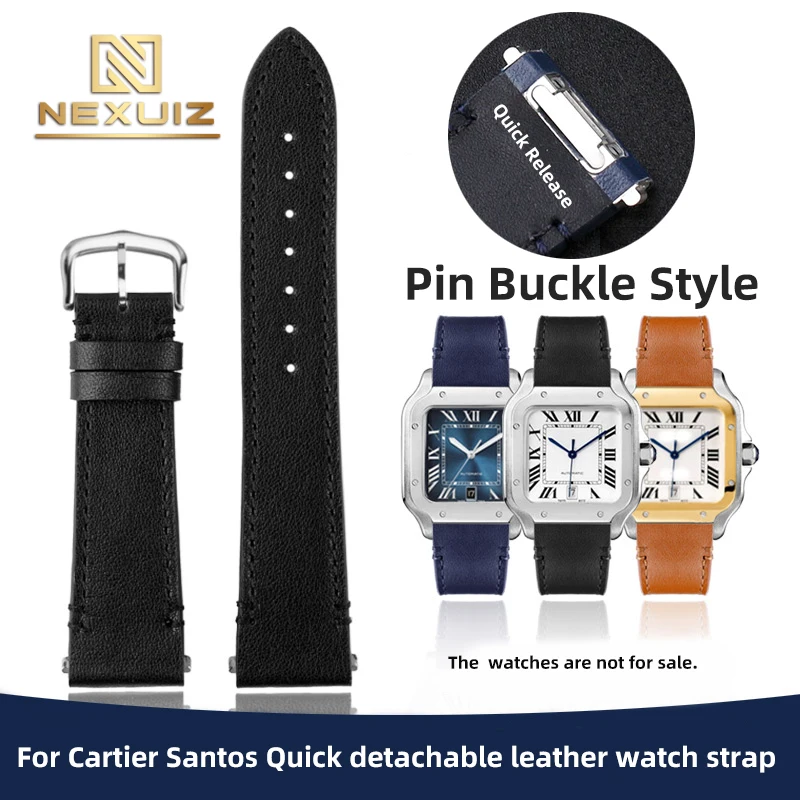 Orologio In Pelle Staccabile Rapido Con Accessori Per Cartier New Santos Wgsa0038 Whsa0021 Cinturino Da Uomo 21Mm Bracciale Pin Buck