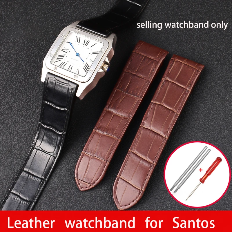 Sostituzione Cinturino In Vera Pelle Per Cartier Santos 100 W20106X8 W20073X8 Cinturino Per Orologio Da Donna Da Uomo 20Mm 23Mm Pieghevole