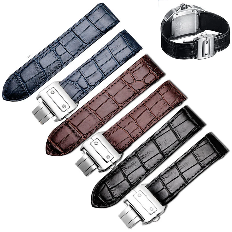 Cinturino Per Orologio In Vera Pelle Di Alta Qualità 20 23Mm Per Cartier Santos Strap Santos 100 Cinturino Pieghevole Da Uomo E Da Donna