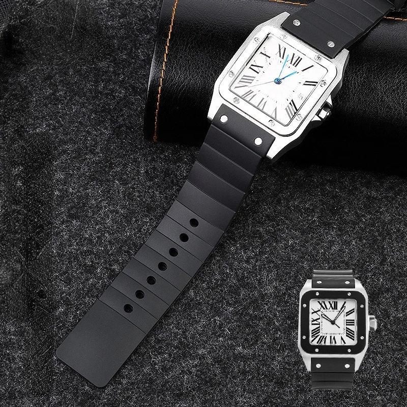 Cinturino In Gomma Per Orologio Cartier Santos Sandoz Santos 100 Cinturino In Silicone Da Donna Da Uomo 23Mm