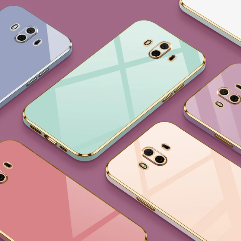 Per Huawei Mate 10 Custodia Placcatura Quadrata Di Lusso Alp-L29, Alp-L09, Alp-Al00, Custodia Per Telefono Cover Posteriore In Silicone Antiurto Funda