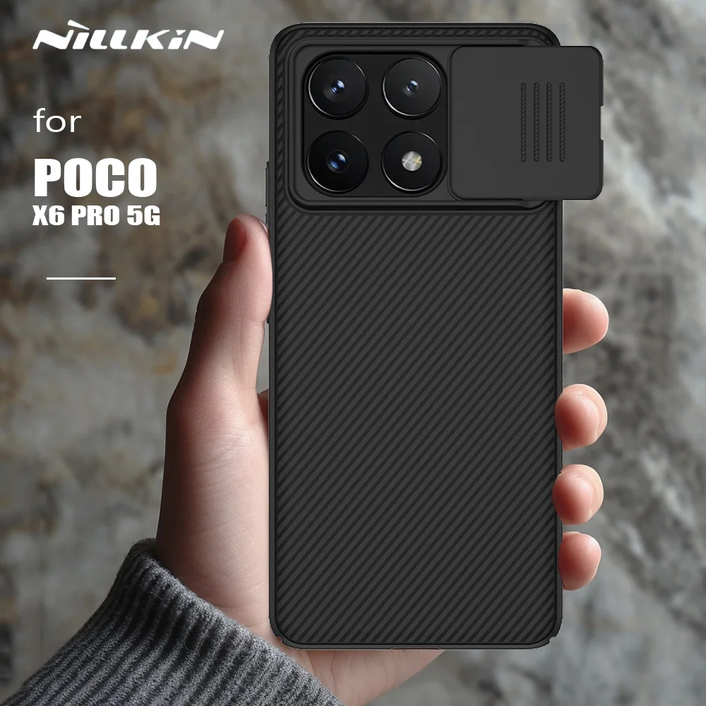 Per Poco X6 Pro 5G Custodia Nillkin Camshield Slide Camera Case Scudo Smerigliato Ultrasottile Per Xiaomi Poco X6 Pro 5G 5G Copriobiettivo
