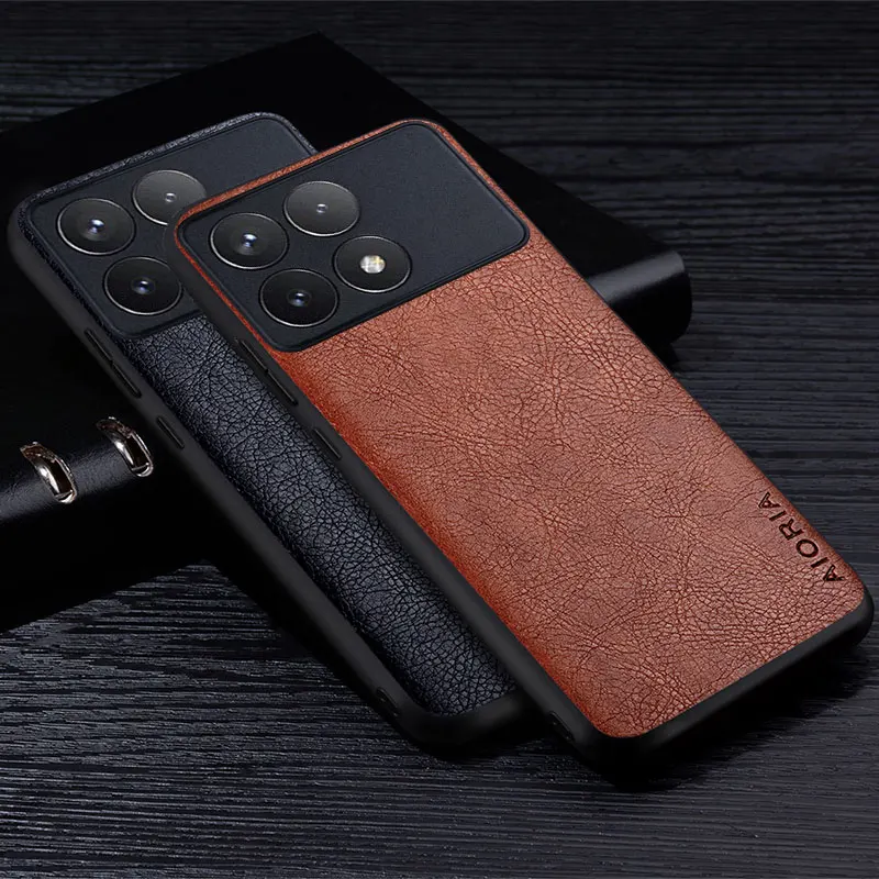 Custodia In Pelle Per Poco X6 Pro Premium Business Style Retro Litchi Pattern Cover Posteriore Per Xiaomi Poco X6 Pro Phone Case