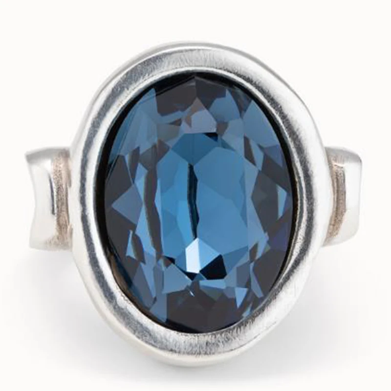 2022 New Edition Uno De 50 Trendy Silver Plated 14K Yellow Gold Charm Sapphire Ring Niche Jewelry Gift