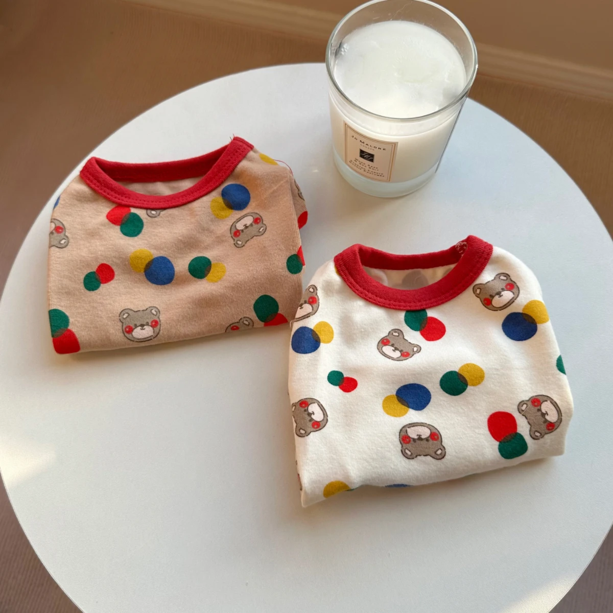 Cute Bear Print Pet Clothes Dot Vest Winter Teddy Bottoming Shirt Puppy Cartoon Pullover Bellissimi Vestiti Per Cani