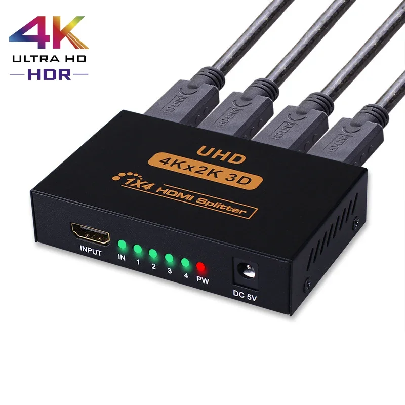 4K Hdmi Splitter 1X4 1X2 Video Hdmi Distributore 1 In 4 Out 1080P Hdmi Switcher Amplificatore Schermo Duplicato Per Hdtv Dvd Ps3 Xbox