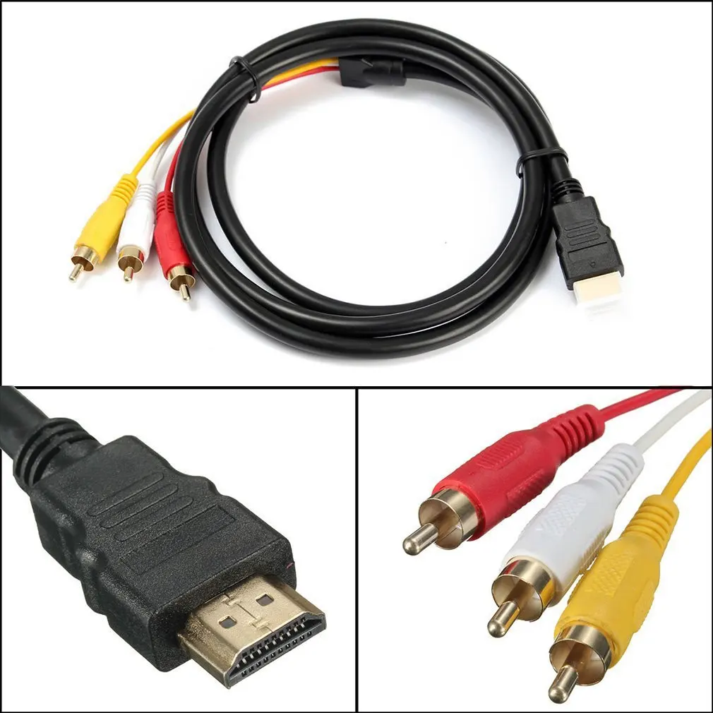 Nero W/Scart A 3 Rca Phono Adapter 1080P Hdmi-Compatibile S-Video A 3 Rca Av Cavo Audio Per Proiettore/Dvd/Tv Connettore Audio