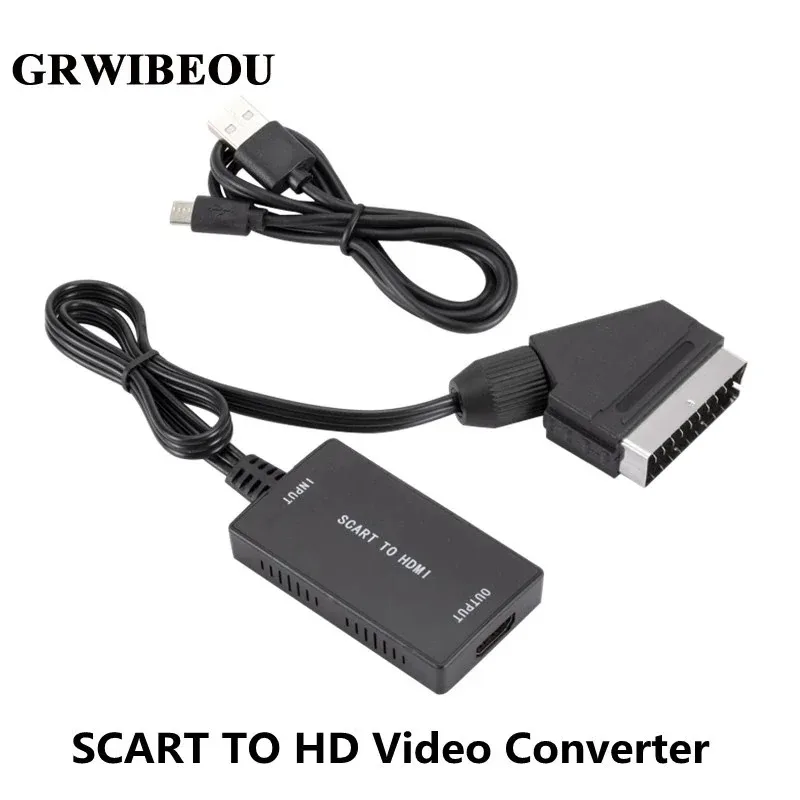 Convertitore Compatibile Da Scart A Hdmi Con Cavo 1080P Scart In Hdmi Out Hd 720P/1080P Switch Adattatore Convertitore Audio Video Per Tv