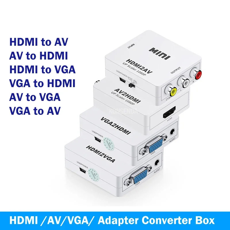 Convertitore Da Hdmi A Av Video Box Rca/Cvsb 1080P Supporto Da Av A Hdmi Uscita Ntsc Pal Convertitore Video Da Hdmi A Vga/Av - Vga/Vga - Av