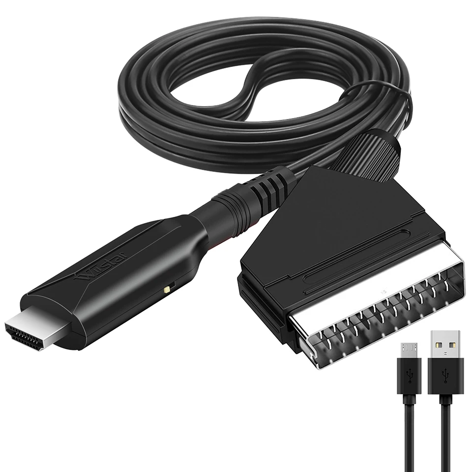 Cavo Convertitore Da Scart A Hdmi Adattatore Convertitore Audio Video Scart In Hdmi Out Suport 720P/1080P Switch Per Hdtv Dvd