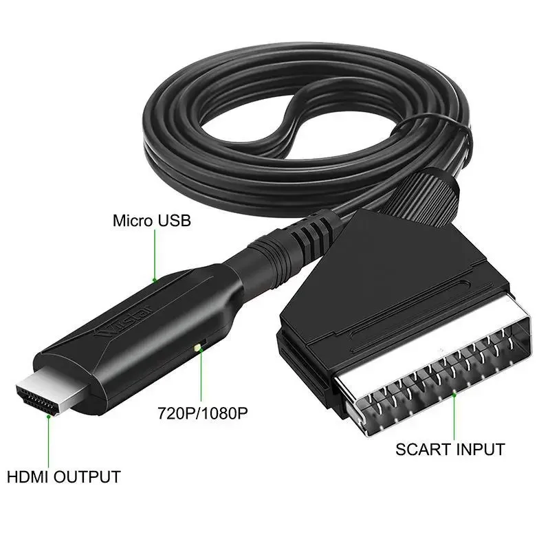 Convertitore Da Scart A Hdmi Adattatore Audio Video Per Hdtv/Dvd/Set-Top Box/Ps3/Pal/Ntsc Cavi Digitali Cavi Maschio Compatibili Con Hdmi Nuovo