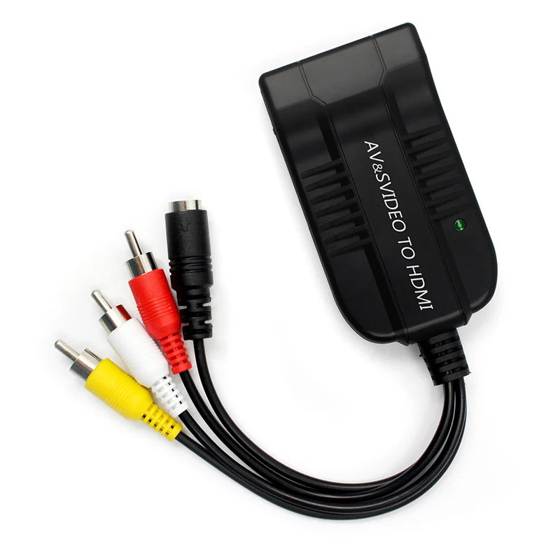 3Rca Av Cvbs Adattatore Da S-Video A Hd Supporto 720P/1080P Composite S-Video R/L Adattatore Compatibile Da Audio A Hdmi Per Dvd Vcr Ps2