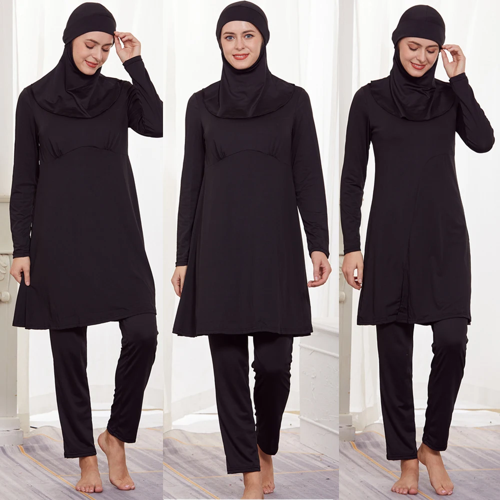 3Pcs Muslim Swimwear For Women Long Sleeve Swimsuit Printing Maillots De Bains Musulmans Maillot Femme Musulman Burkini Modest