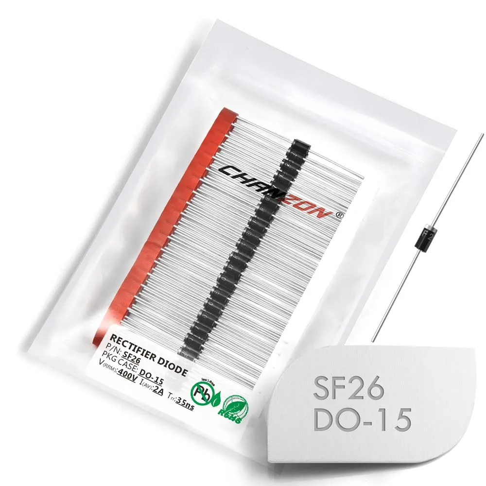 100 Pz Sf26 Diodo Raddrizzatore A Recupero Super Veloce 2A 400 V 35Ns Do-15 Do-204Ac Assiale 2 Amp 400 Volt Sf 26 Diodi