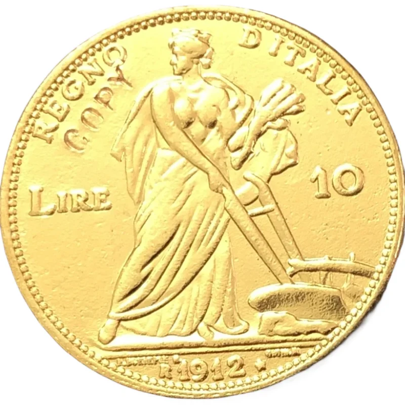 1912 Itlay 10 Lire Oro Copia Coin