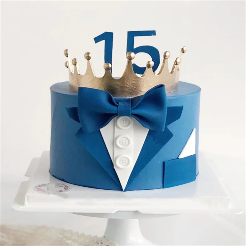 Cake Topper Suit Collar Papillon Dessert Cake Decoration Tools For Happy Fathers Birthday Bomboniere Party Dad Bakery