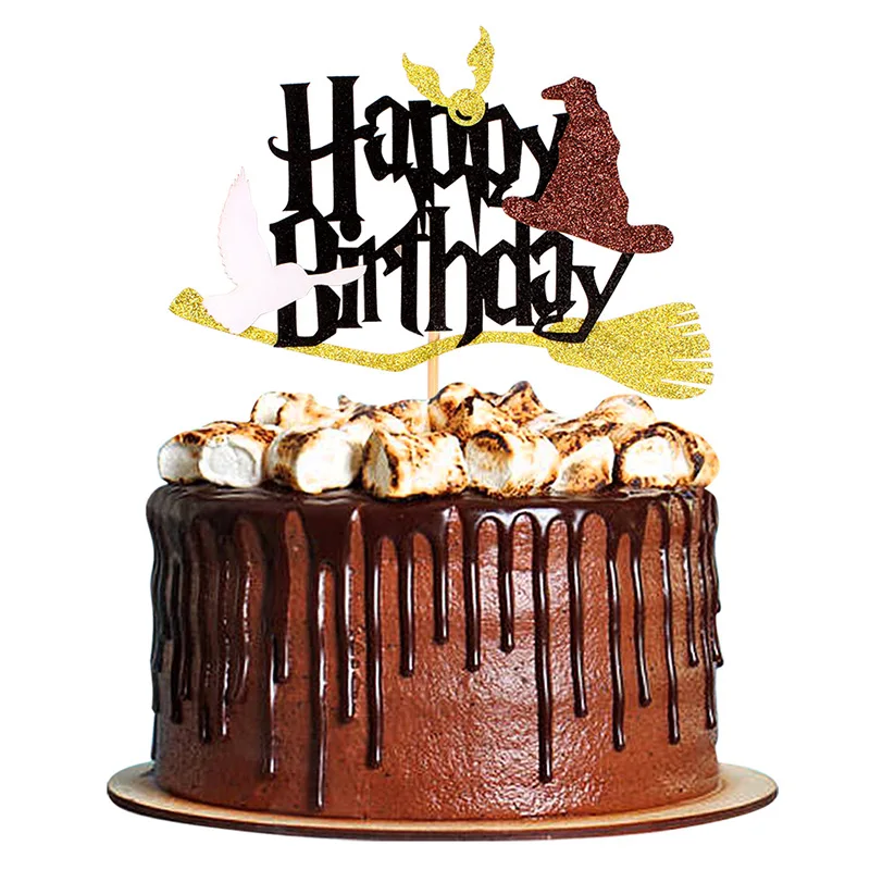 Magical Wizard Birthday Cake Decoration Happy Birthday Cake Topper Party Supplies Cupcake Toppers