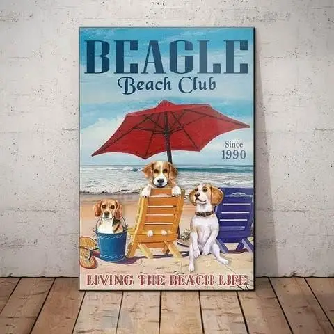 Metal Sign Beagle Dog Beach Club Vintage Kitchen Signs Wall Decor Insegne In Alluminio Per Home Bar Pub Club Cafe Cave Retro