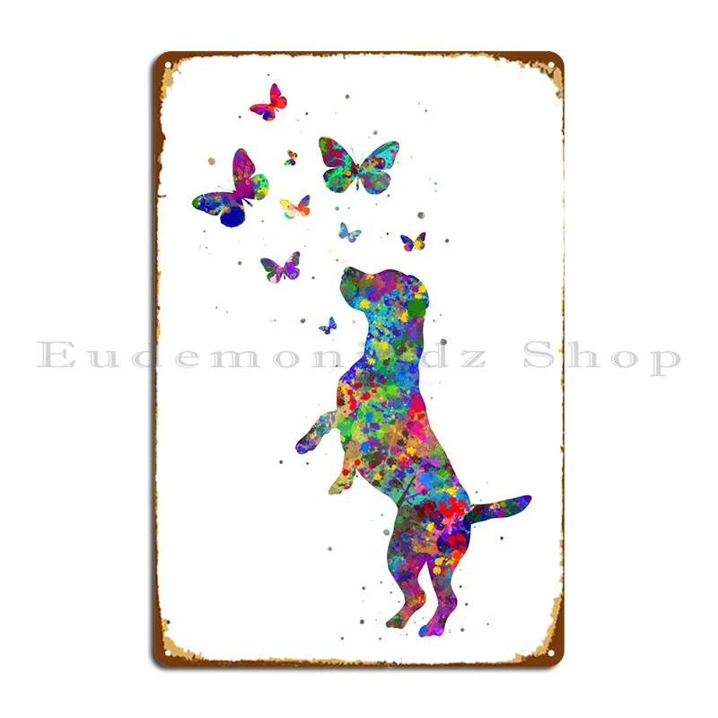 Beagle Butterfly Dog Metal Signs Arrugginito Garage Cinema Iron Club Tin Sign Poster