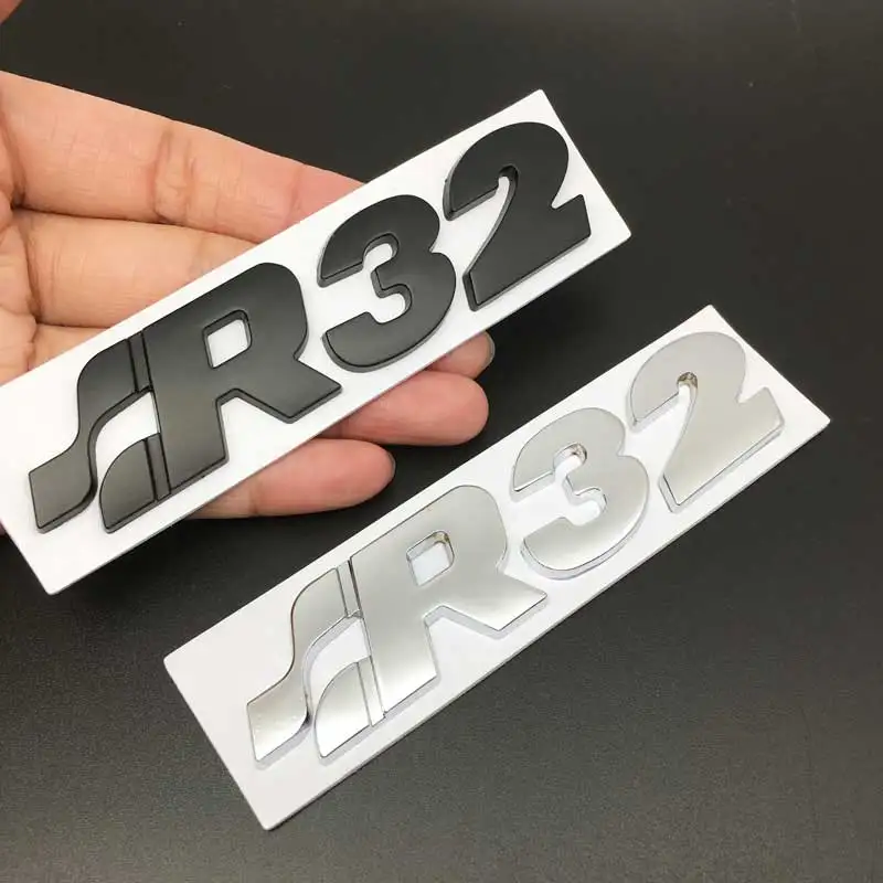 Car 3D Metal R32 Logo Sticker Per Golf 4 Golf 5 Mk4 Mk5 R32 Car Body Trunk Emblem Badge Decalcomania Sticker Car Styling