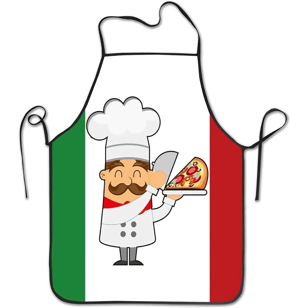 Italia Flag Cartoon Chef Pizza Grembiule Tema Cooking Chef Work Shop Donna Uomo Ragazza Adulta Kid Weavers Decorazioni Da Forno Pittura