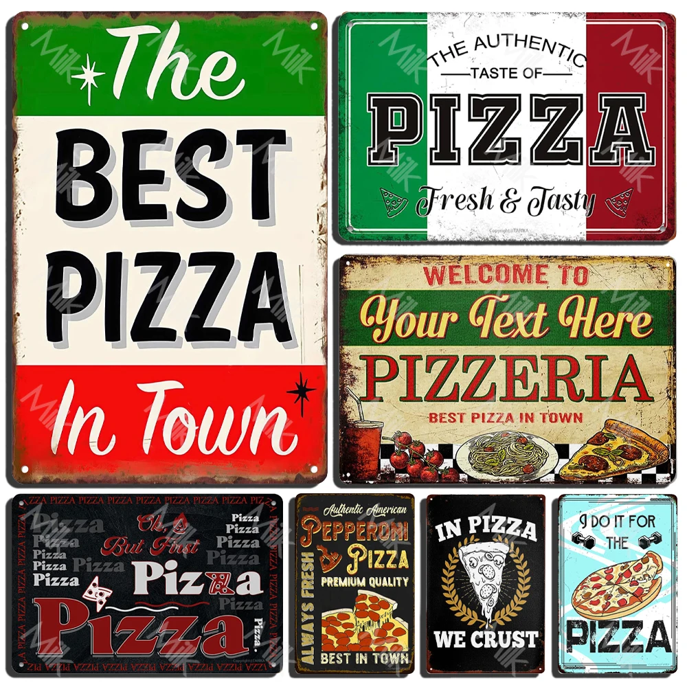 Metal Tin Sign Vintage New Best Pizza Town Fast Food Classic For Home Garage Shop Soggiorno Camera Da Letto Office Hotel Wall Decor