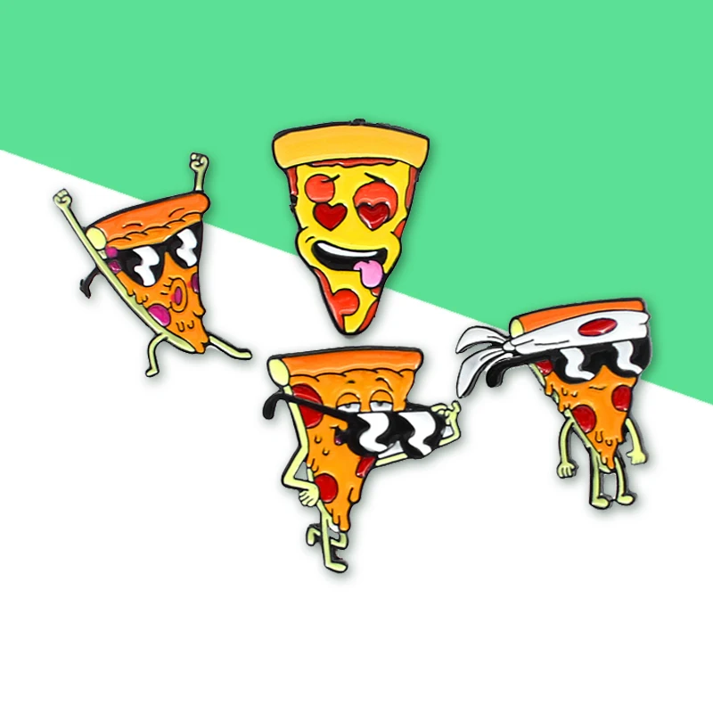 Divertente Giapponese Fascia Guerriero Smalto Spille Adorabili Occhiali Da Sole Pizza Shop Personale Spille Giacche Vestiti Collare Distintivo Gioiell