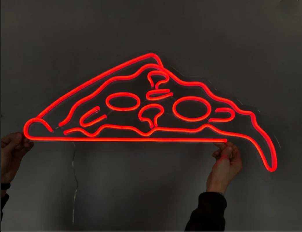 Personalizzato Pizza Neon Sign Light Flex Trasparente Led Wall Window Hanging Acrilico Decor Indoor Outdoor Per Home Room Sale Shop