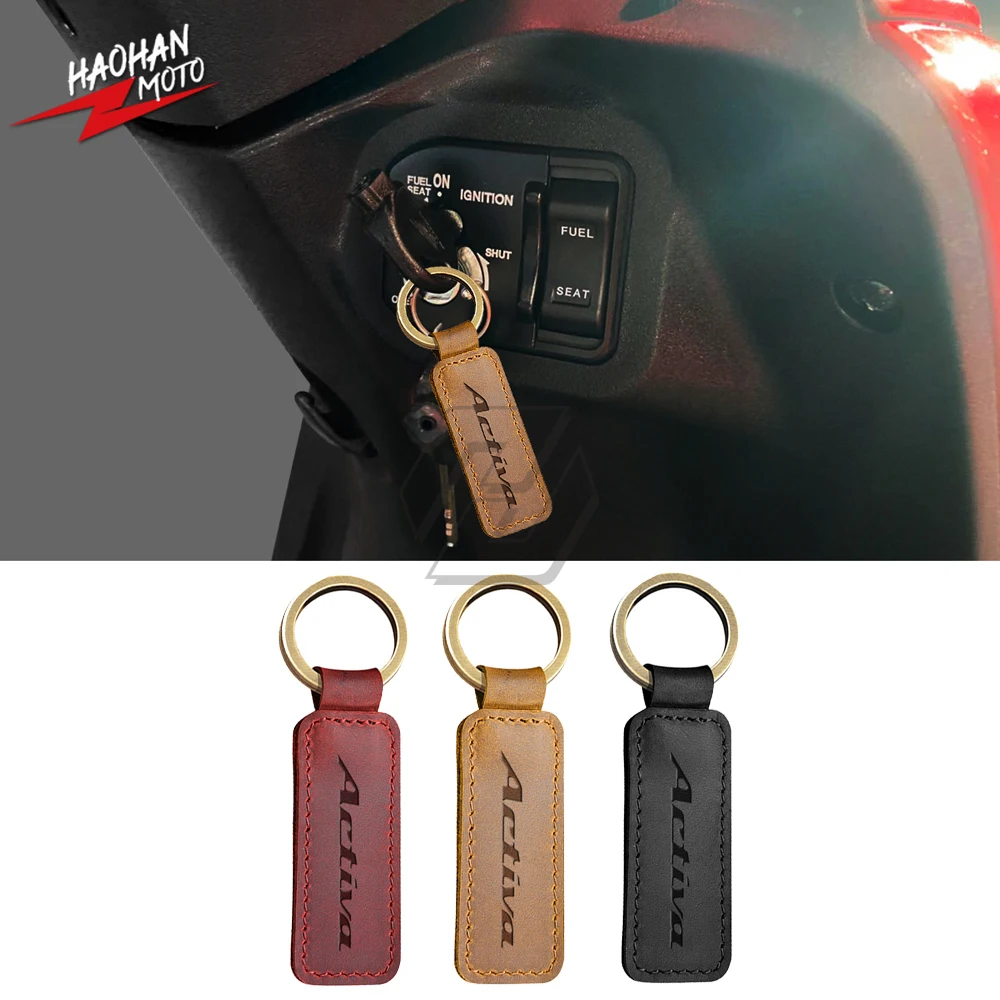 Per Honda Activa 125 6G Scooter Moto Pelle Bovina Portachiavi Pelle Di Cavallo Pazzo Portachiavi