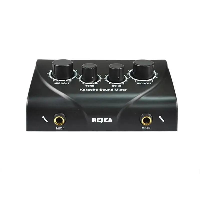 Mixer Audio Portatile Con Doppio Microfono Ingressi Audio Per Amplificatore E Microfono Adattatore Mixer Karaoke Ok Per Amplificatore Smartphone Tv Pc