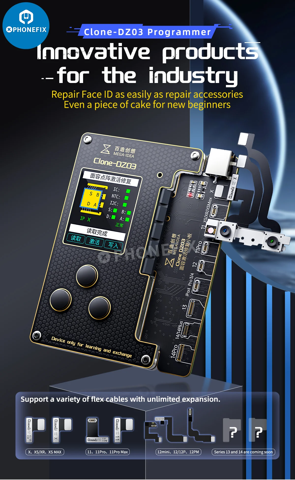 Qianli Clone-Dz03 Face Id Programmer Nessuna Saldatura Richiesta Face Id Flex Per Iphone X-14Pro Max Nessuna Riparazione Di Saldatura Per Principianti
