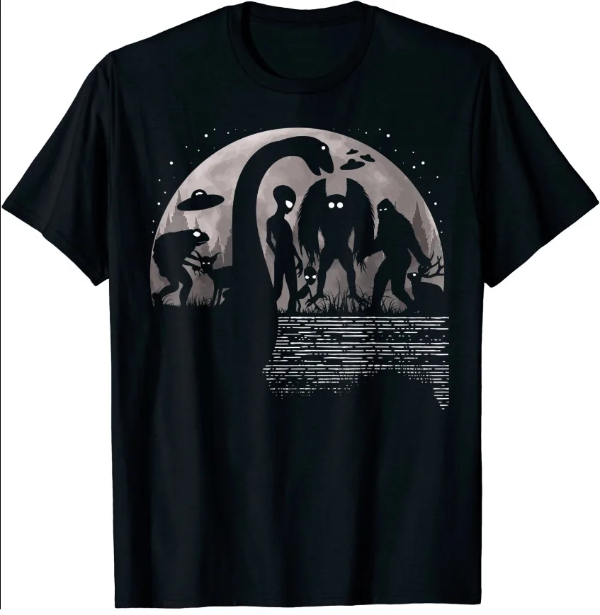 Bigfoot Loch Ness Monster Mothman Jackalope & Aliens Cryptid T Shirt Taglia S-5Xl