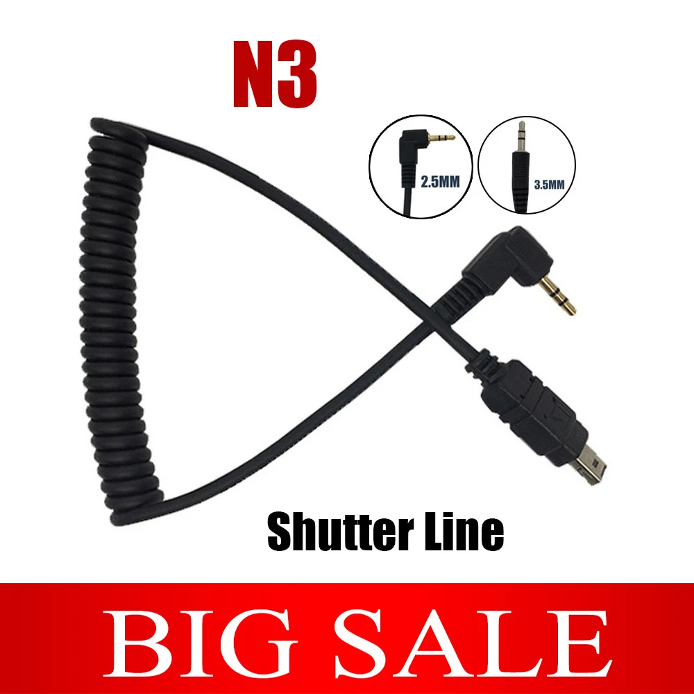 2.5/3.5Mm-N3 Telecomando Shutter Release Flash Trigger Wire Cable Line Per Nikon D600 D610 D7100 D7000 D90 D5200 D5100 D3200