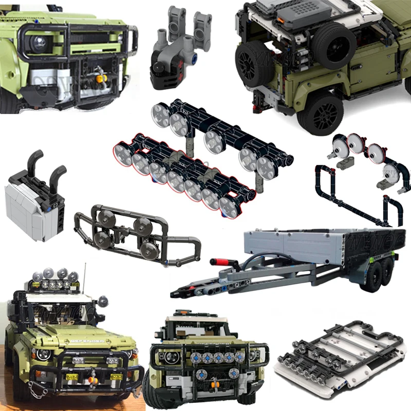 Nuovo Moc Regolabile Gancio Di Traino Luci Bull Bar Towbar Misura Per Defender 42110 Aggiornamento Rimorchio Building Blocks Modello Mattoni Fai Da Te