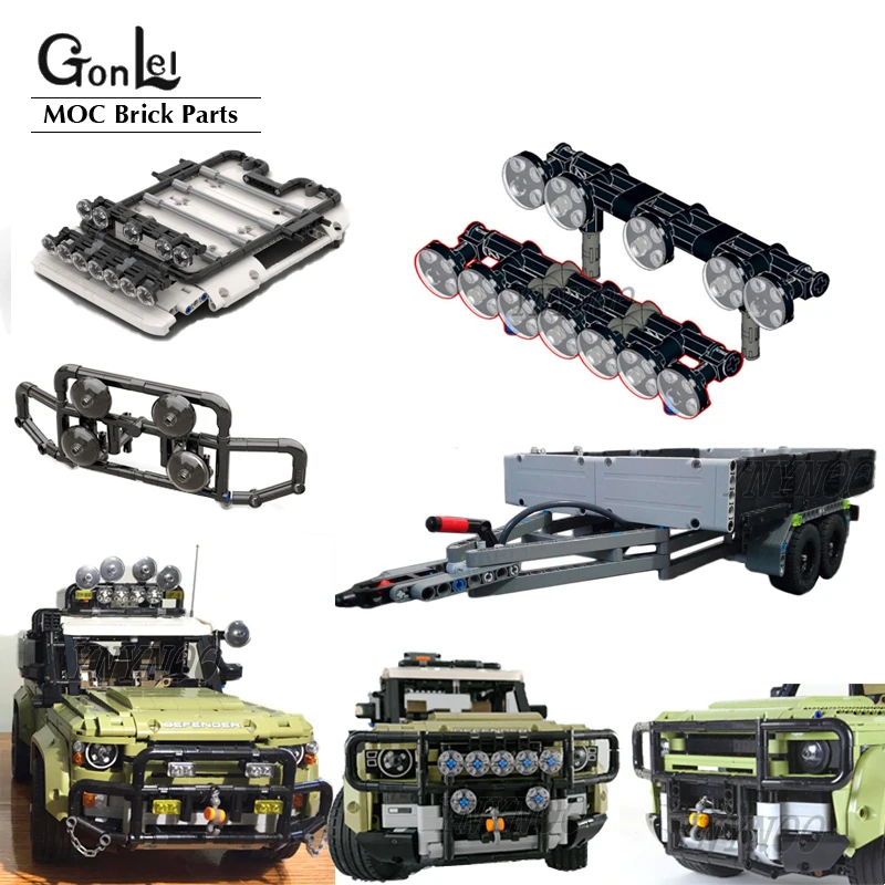Moc-Luci Di Traino Regolabili Bull Bar Towbar Misura Per Defender 42110 Upgrade Trailer Building Blocks Modello Mattoni Fai Da Te Giocattoli G