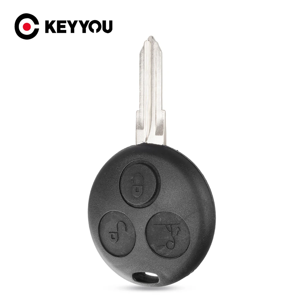 Keyyou For Mercedes Benz Smart Fortwo Remote Key Case Cover For Benz 3 Buttons Replacement Car Key Shell Uncut Blade
