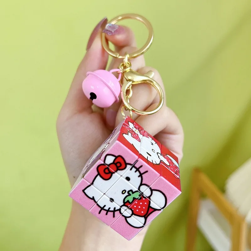 Sanrio Kuromi Hello Kitty Cube Ciondolo Portachiavi All'Ingrosso Portatile Mini Cubo Di Rubik Puzzle Giocattolo Ciondolo Borsa Da Scuola Ciondolo