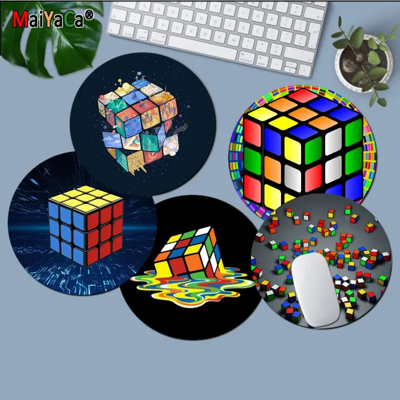 Cubo Di Rubik Art Diy Round Cabinet Gaming Laptop Computer Desk Mat Office Notbook Mouse Pad Tappetino Per Mouse Padmouse Desk Tappetini Da Gioco