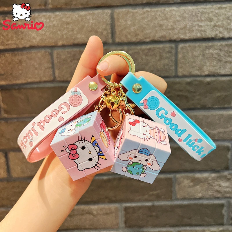Sanrio Magic Cube Ciondolo Kuromi Hello Kitty Cinnamoroll Portachiavi Portatile Mini Cubo Di Rubik Puzzle Borsa Giocattolo Ornamento Ragazza Regalo
