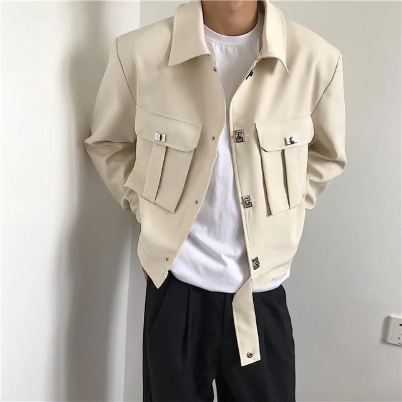 Primavera Premium Coat Top Corti Da Uomo Trendy Large Double Chest Pocket Design Coreano Nicchia Popolare Coppia Street Bomber Jacket