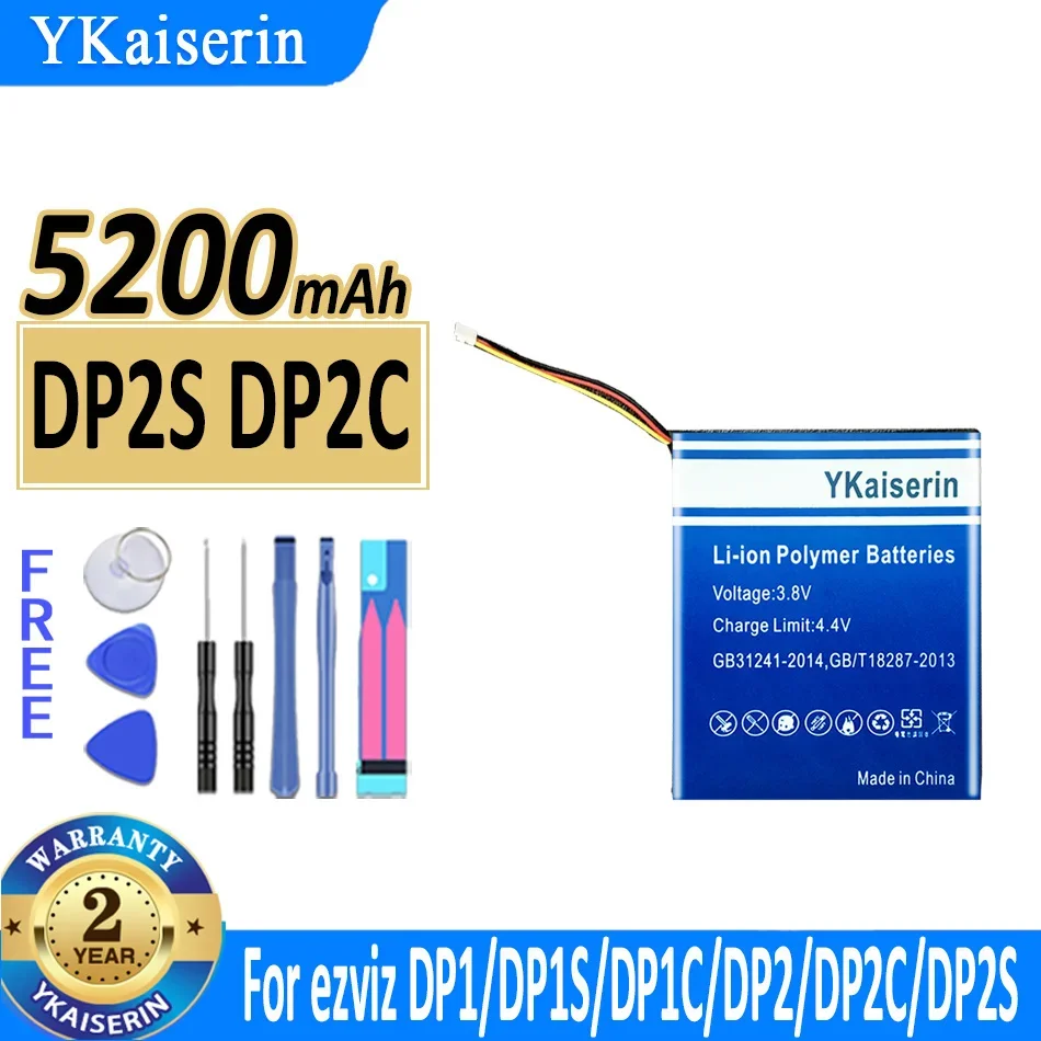 Batteria Ykaiserin Da 5200Mah Per Ezviz Dp1 Dp1S Dp1C Dp2 Dp2C Dp2S Hd Video Smart Home Door Viewer Batterie Digitali